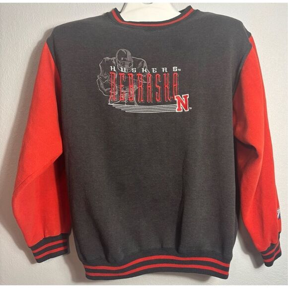Logo 7 Nebraska Huskers Vintage 90s Sweatshirt Adult XL Black Red NCAA Football - Picture 3 of 8